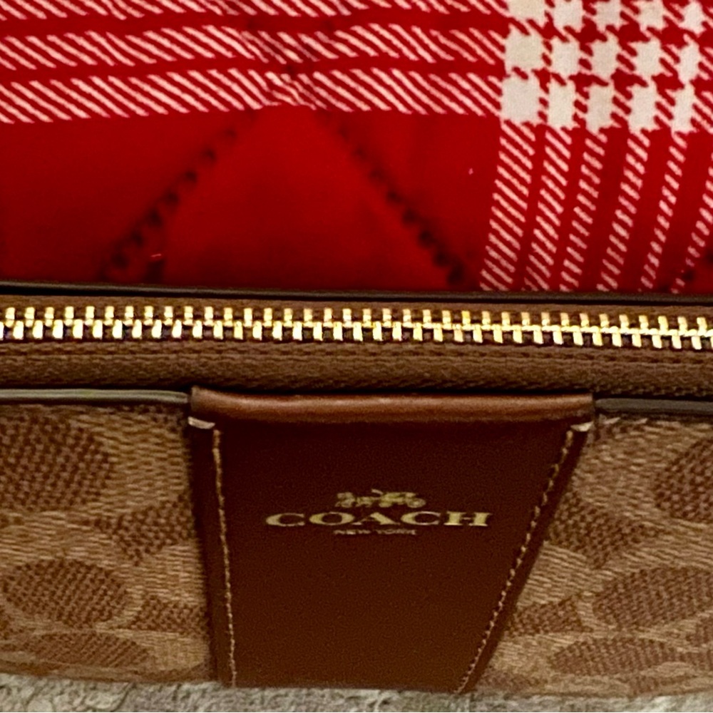Coach Signature Beige and Brown Wristlet - Picture 3 of 10